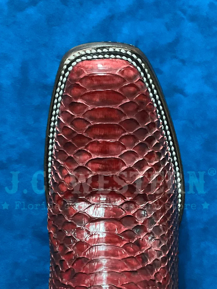 Circle G L6048 Ladies Python Embroidery Square Toe Boot Red