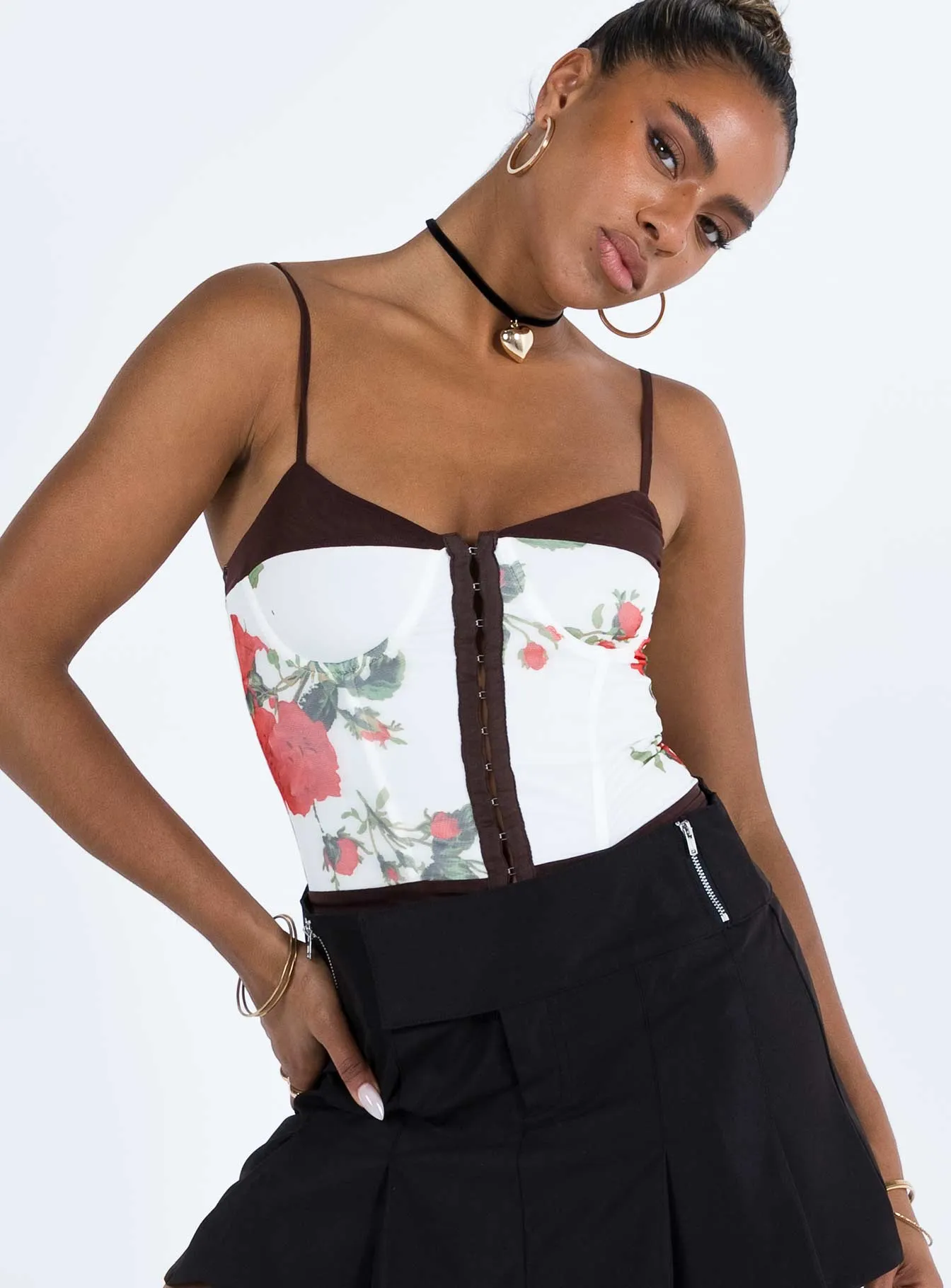 Colton Corset Top White Floral