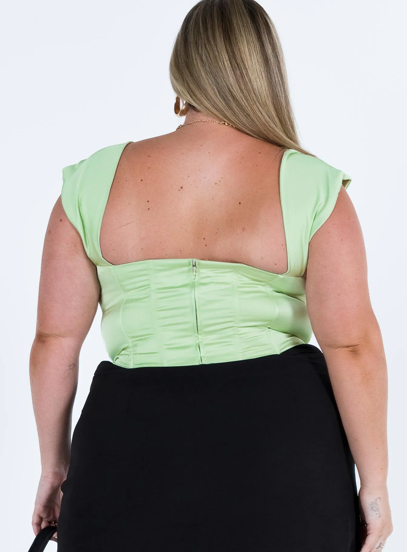 Cornell Satin Corset Top Green Curve