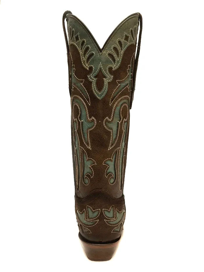 Corral C3925 Ladies Inlay & Embroidery Wing Tip Western Boot Brown