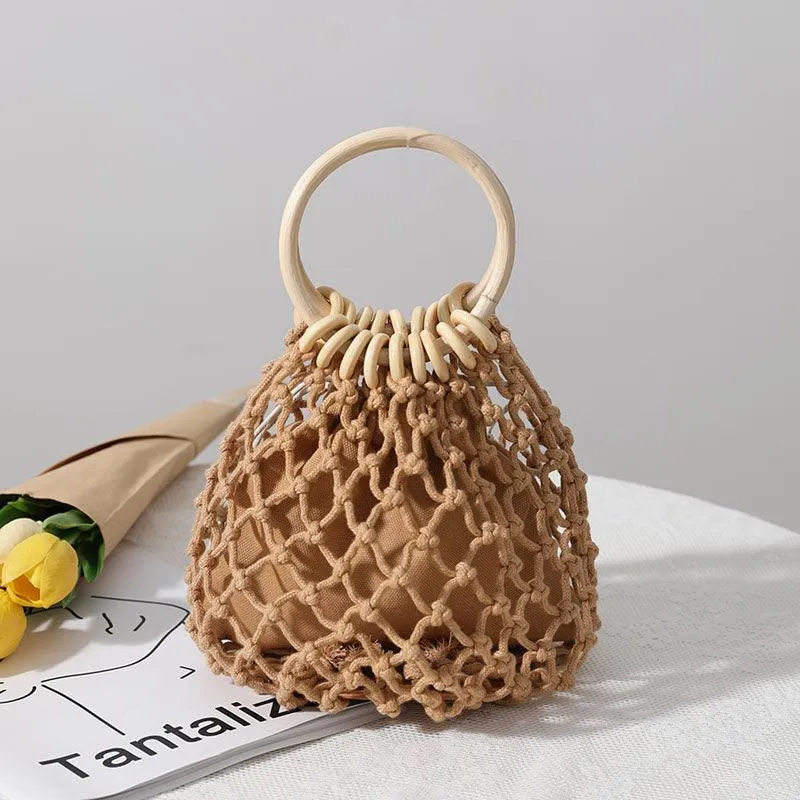 Cotton Thread Fashion Minimalist Hollow Mori Girl Woven Tote