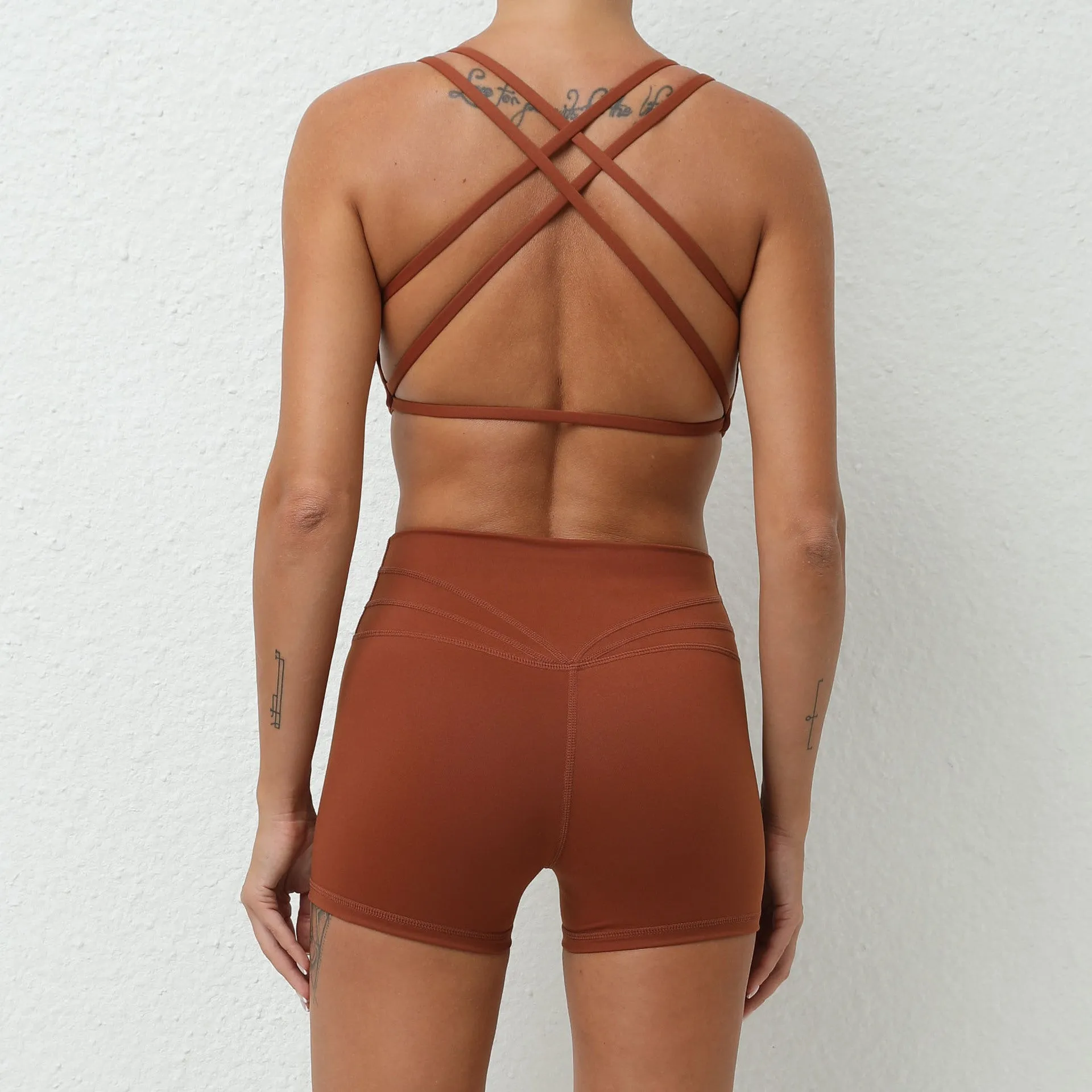 Cross back yoga suit two-piece running fast dry tight 6 colors