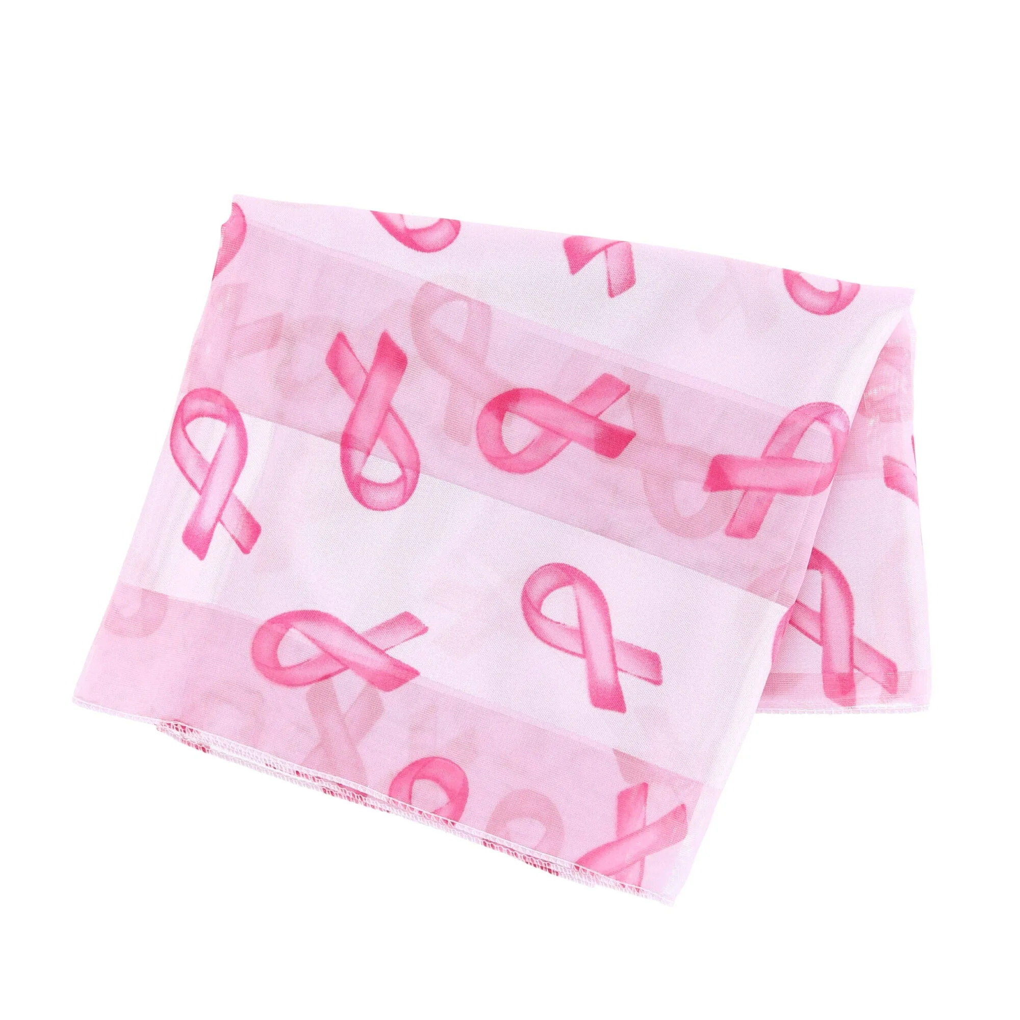 CTM Women's Breast Cancer Ribbon Print Lightweight Scarf