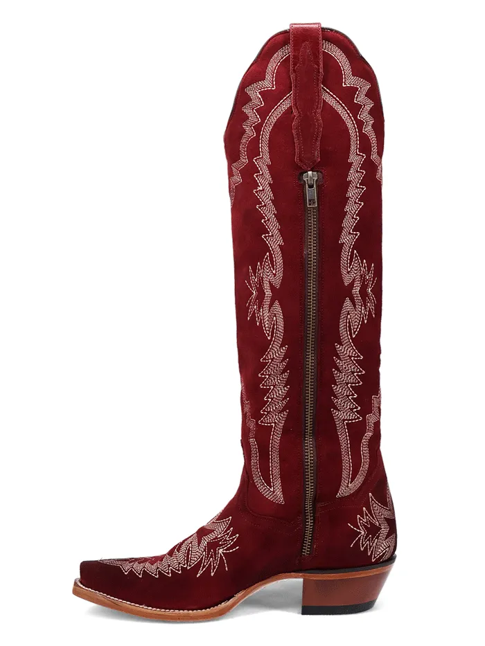 Dan Post DP5153 Womens MARLOWE Snip Toe Suede Boot Burgundy Red