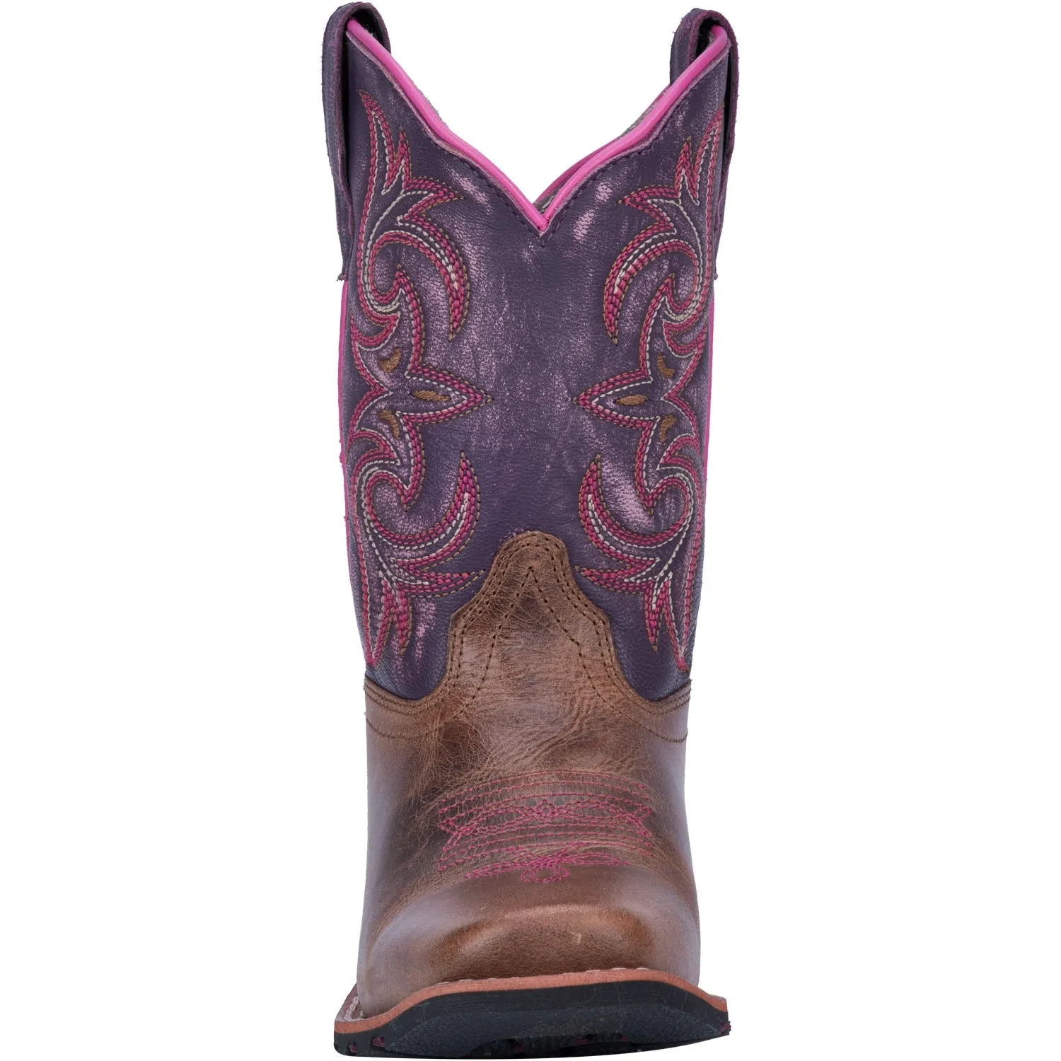 Dan Post Kids Girls Majesty Cowboy Boots Leather Brown/Purple