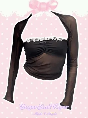 Dark Balletcore Mesh Shrug Style Top