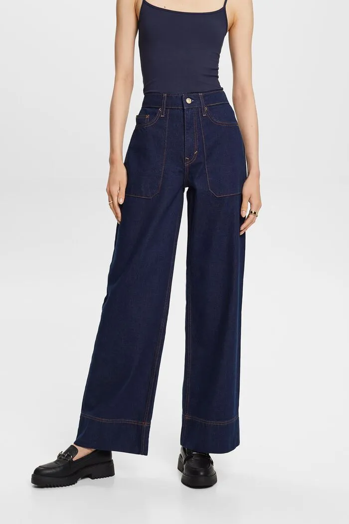 Esprit Retro Wide Leg Jeans In Blue Rinse