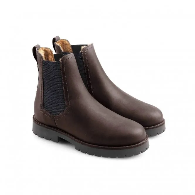 Fairfax & Favor Womens Sheepskin Boudica Chelsea Boot in Mahogany