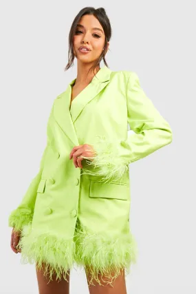 Feather Hem Oversized Blazer Dress