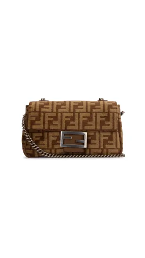 FF Tapestry Baguette Chain Midi Bag - Brown