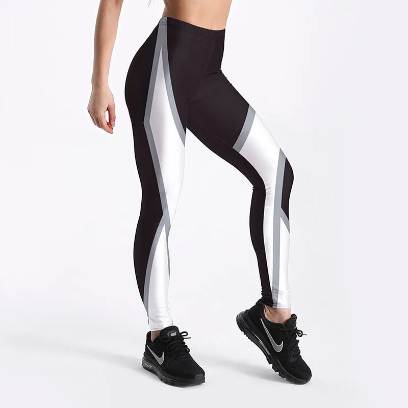 Fitness Women Leggings Print Patchwork High Waist Elastic Push Up Polyester Leggins Workout Plus Size Leggings Feminina