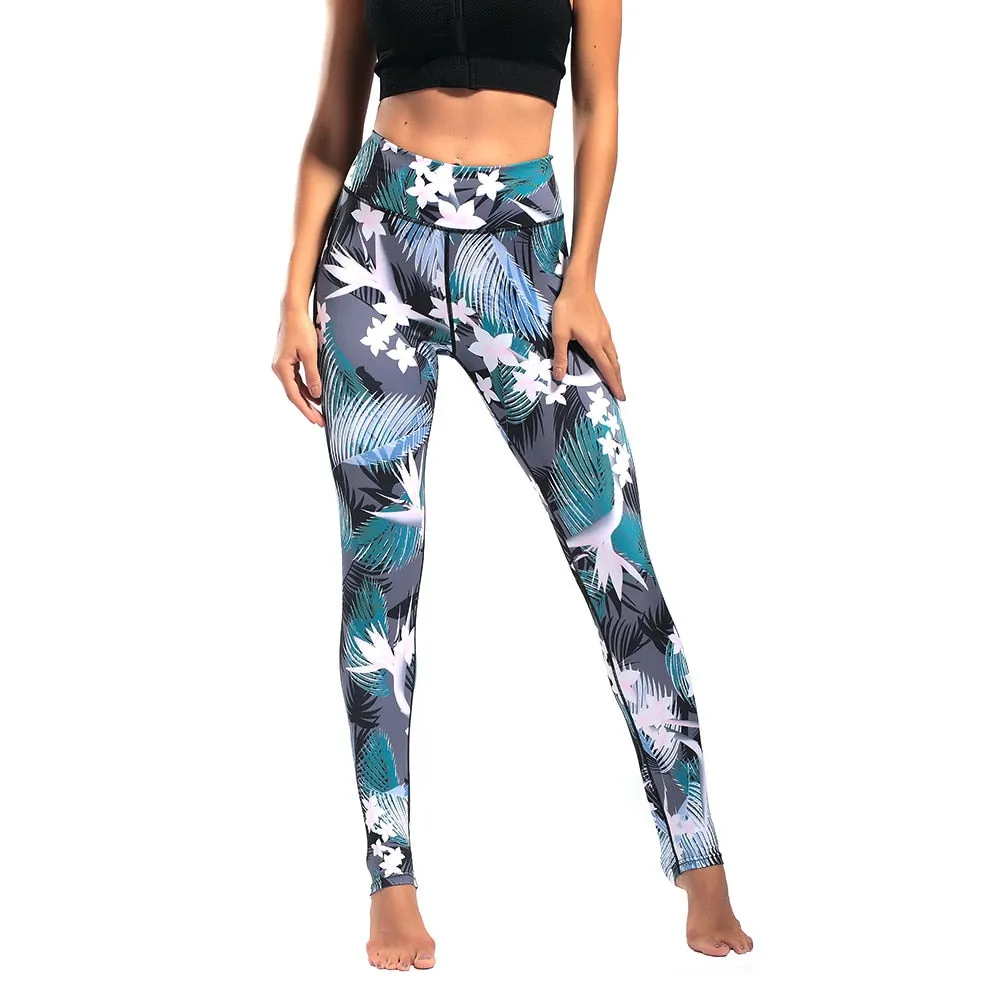 Fitness Women Leggings Workout High Waist Elastic Push Up Print Ankle Length Polyester Leggin Casual Faminino Leggings