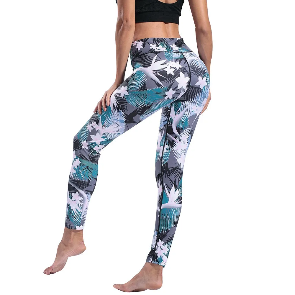 Fitness Women Leggings Workout High Waist Elastic Push Up Print Ankle Length Polyester Leggin Casual Faminino Leggings