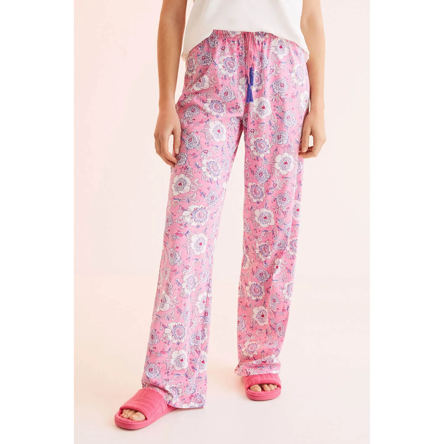 Fuchsia Pink Printed  Cotton Bottoms