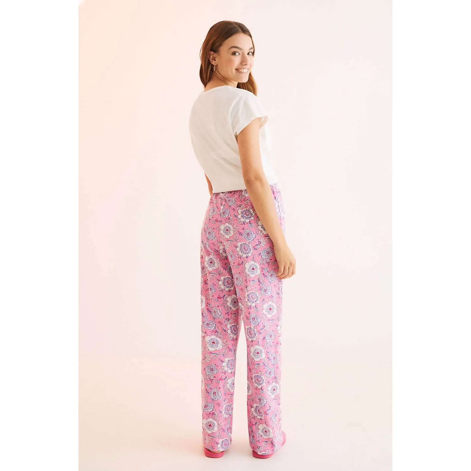 Fuchsia Pink Printed  Cotton Bottoms