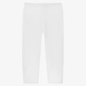 Girls White Cotton Frill Leggings