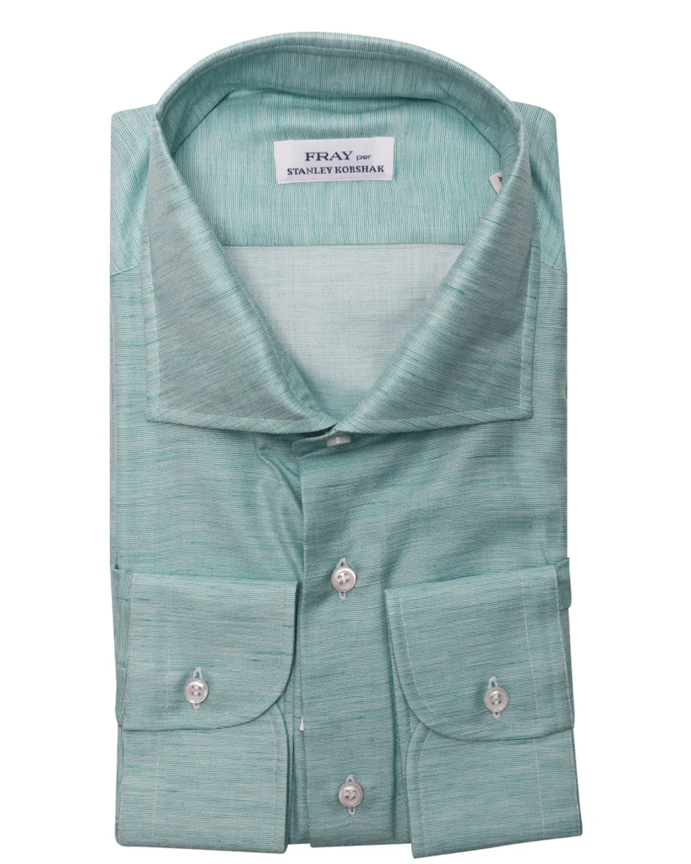 Green and White Cotton Blend Sportshirt