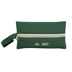 Green Oh Hey Typo Embroidery Airy Strap Pouches Slim Pencil Cases Ultra Light Stationery School Office Cosmetics Bags Gifts Bags