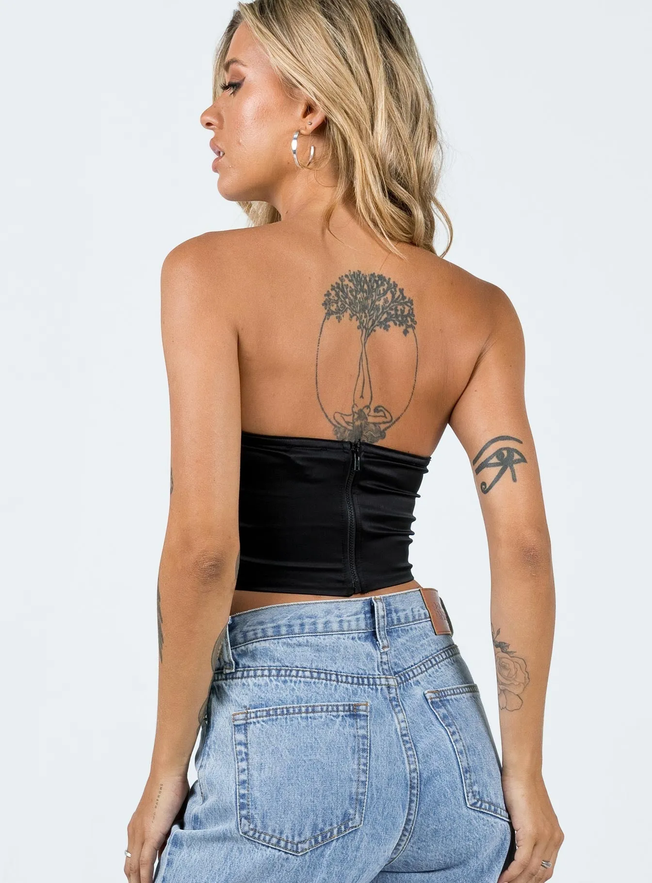 Harto Lace Strapless Top Black