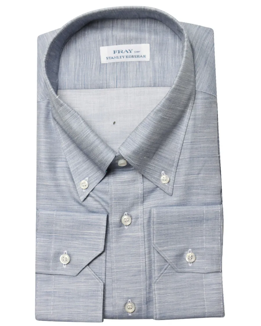 Heathered Cotton Blend Dress Shirt