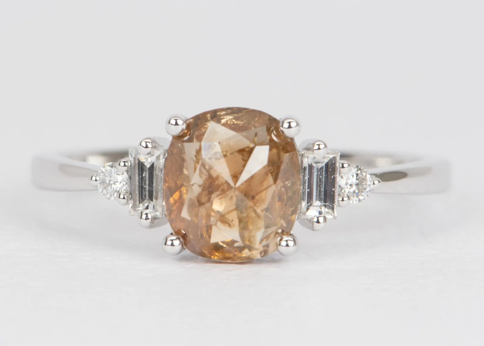 Intense Orange Brown Diamond with Diamonds on Band 14K White Gold Engagement Ring R6480