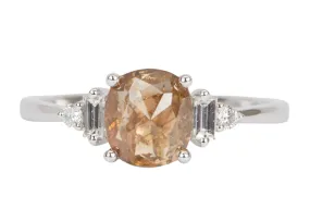 Intense Orange Brown Diamond with Diamonds on Band 14K White Gold Engagement Ring R6480