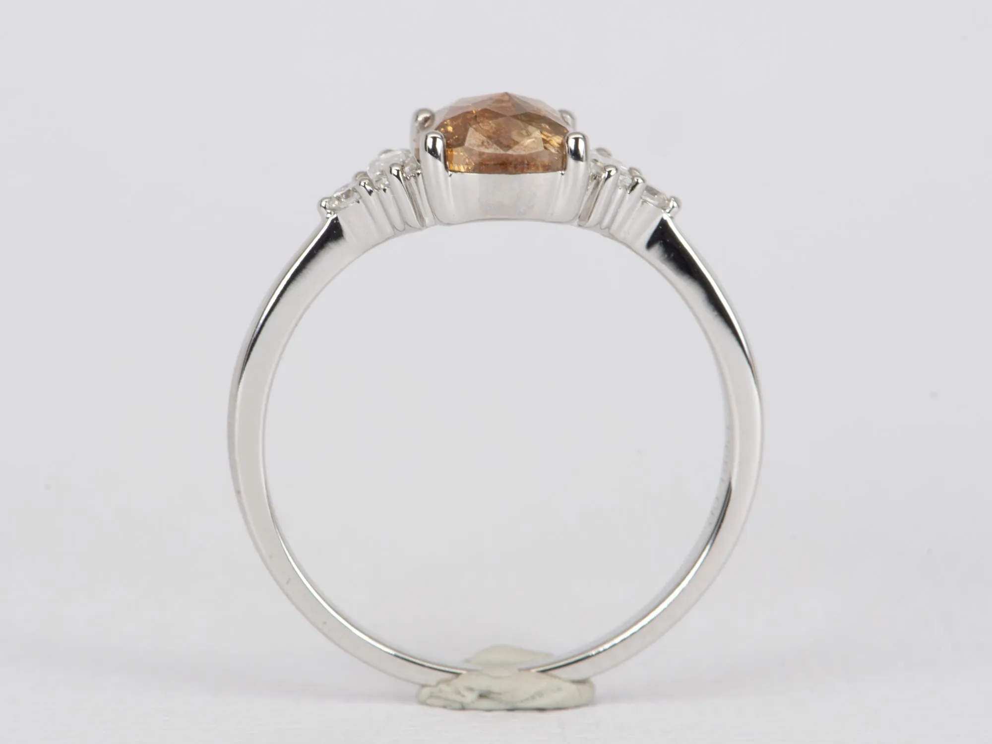 Intense Orange Brown Diamond with Diamonds on Band 14K White Gold Engagement Ring R6480