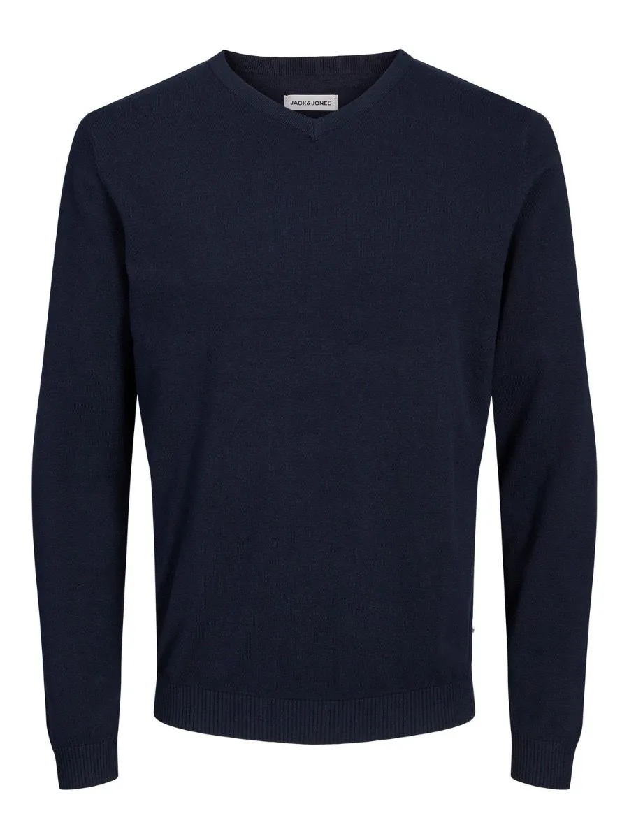 Jack & Jones Basic Knit V-Neck Jumper Navy Blazer