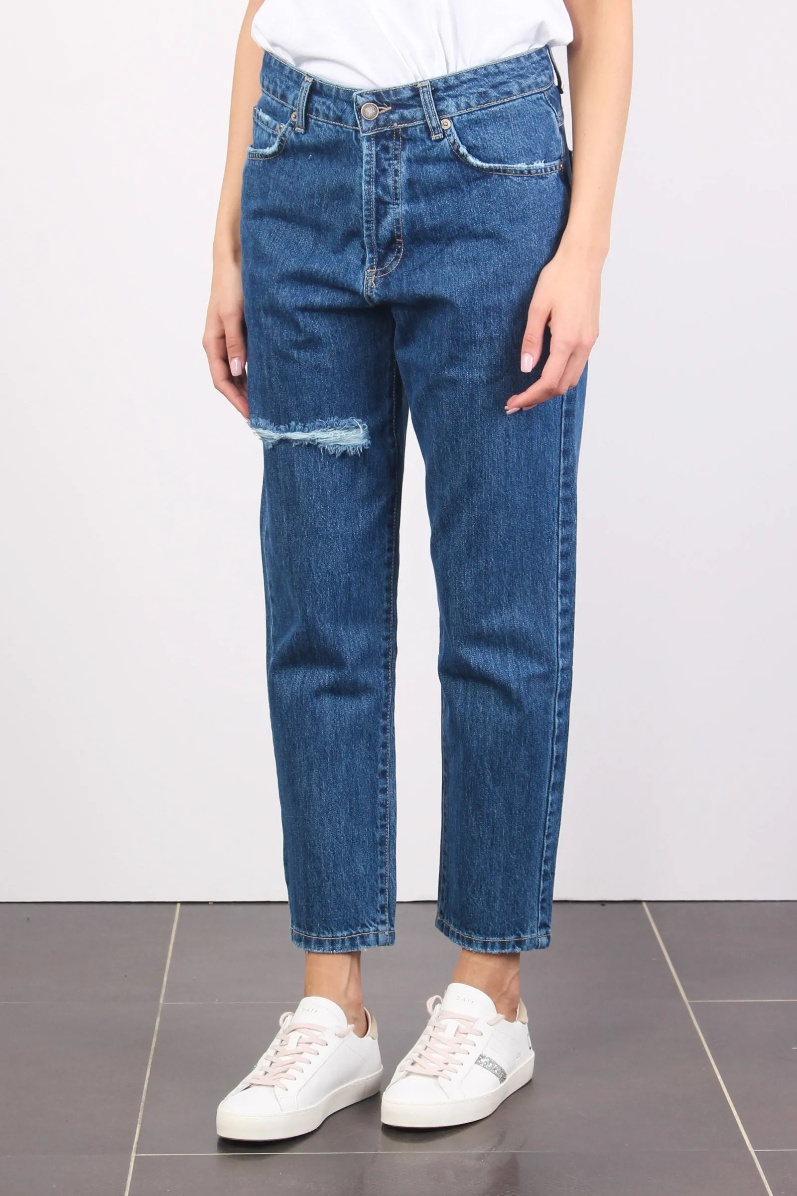 Jeans Boyfriend Rottura Denim Medio