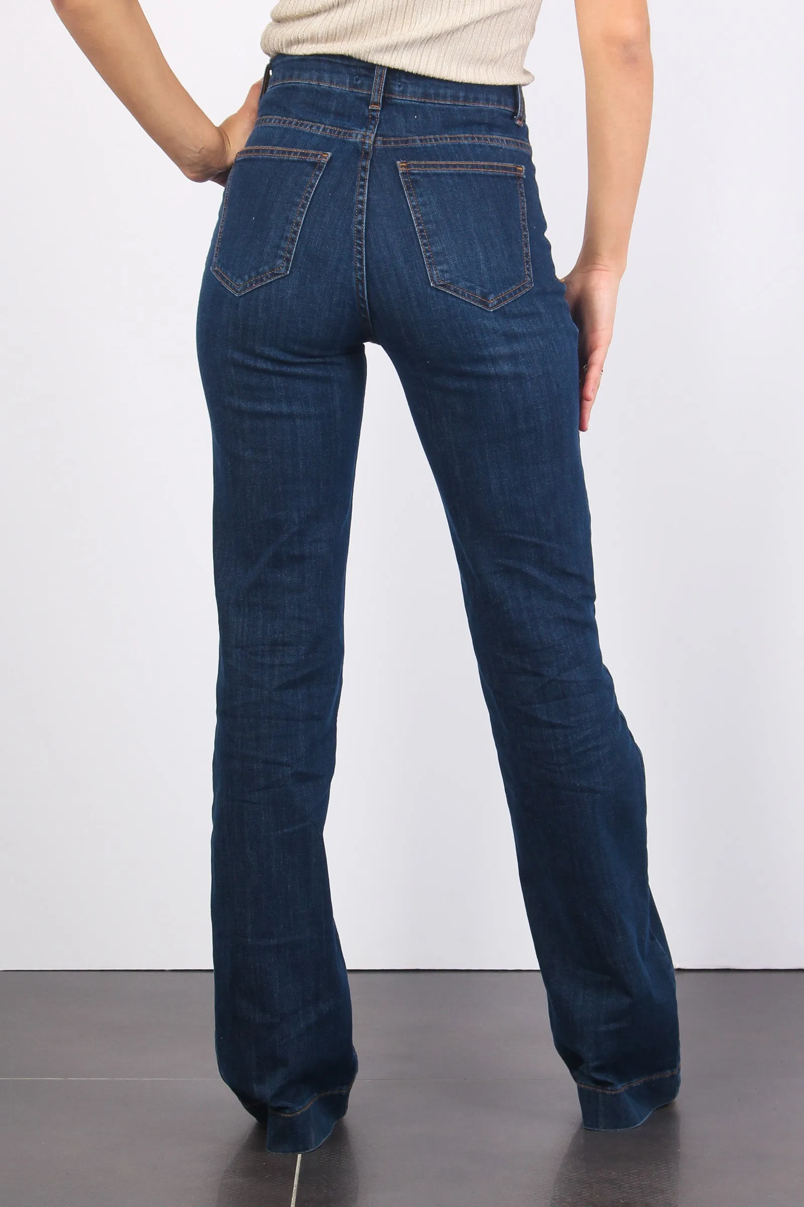 Jeans Palazzo Bottoni Denim Scuro