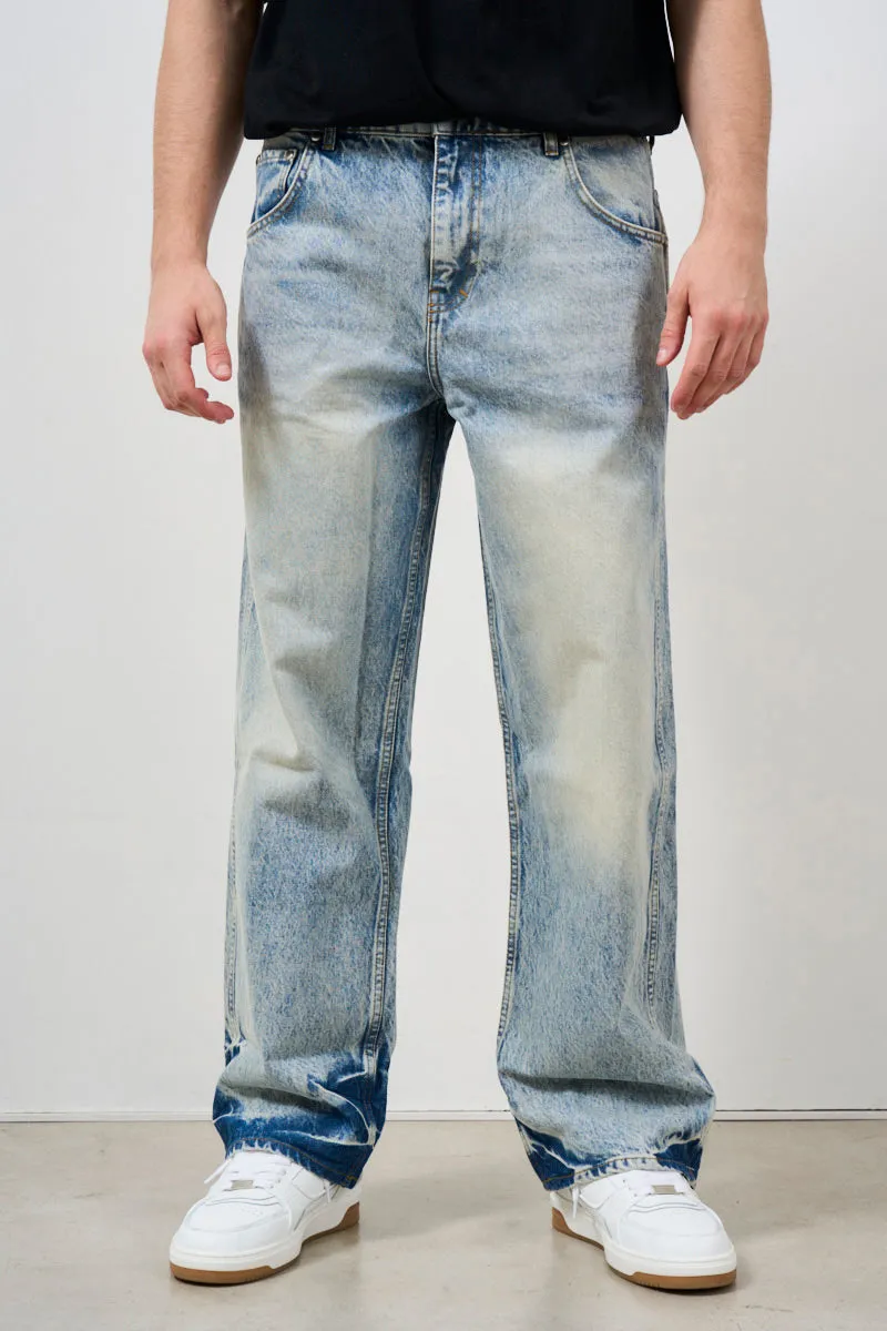 Jeans uomo dritto con effetto sbiadito