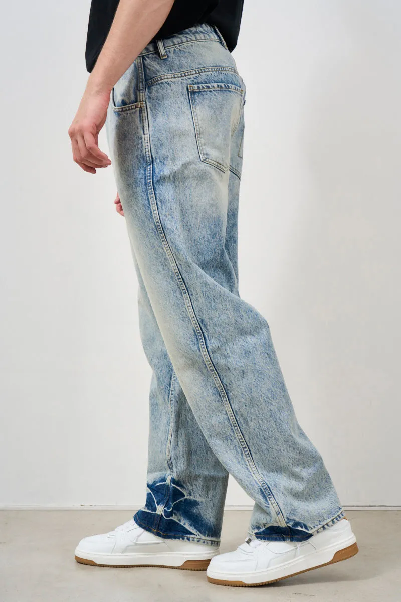 Jeans uomo dritto con effetto sbiadito