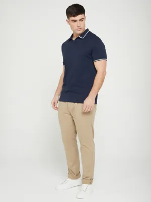 Jon Parka Navy Notch Neck Polo Shirt | Men | George at ASDA