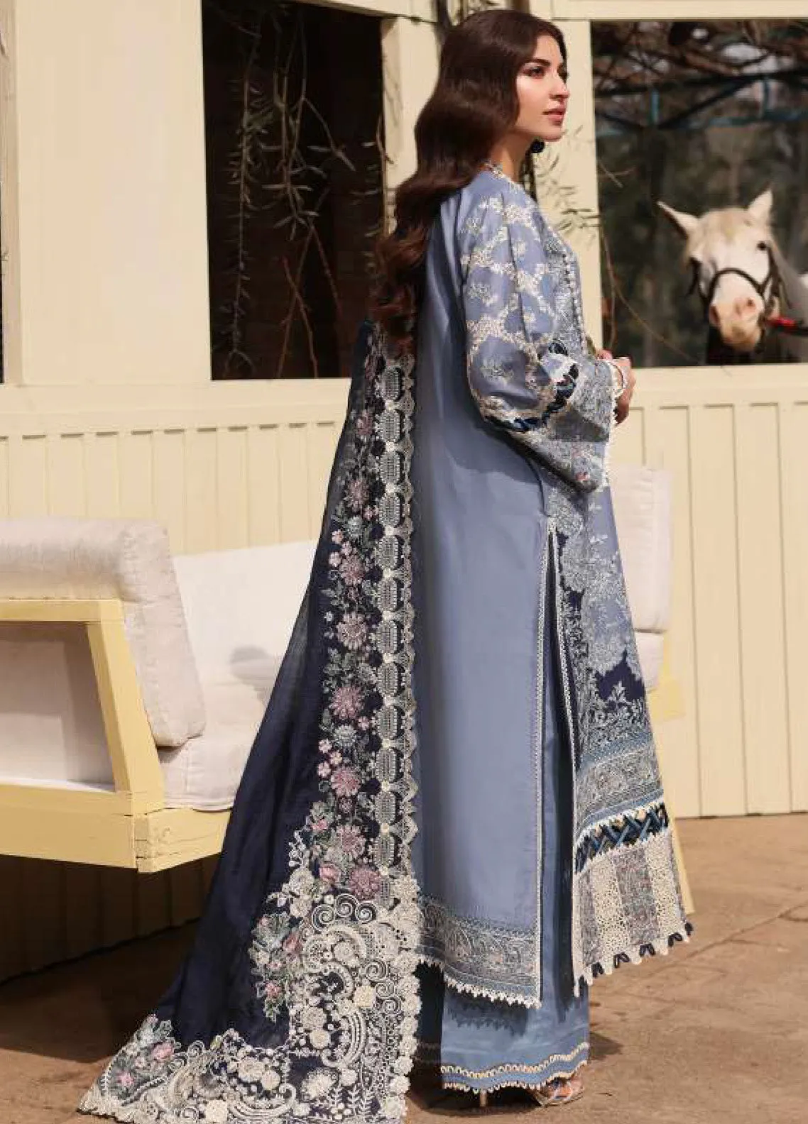 Kahf Festive Luxury Embroidered Lawn 3 Piece Unstitched Suit K24FLL-04 KINZA