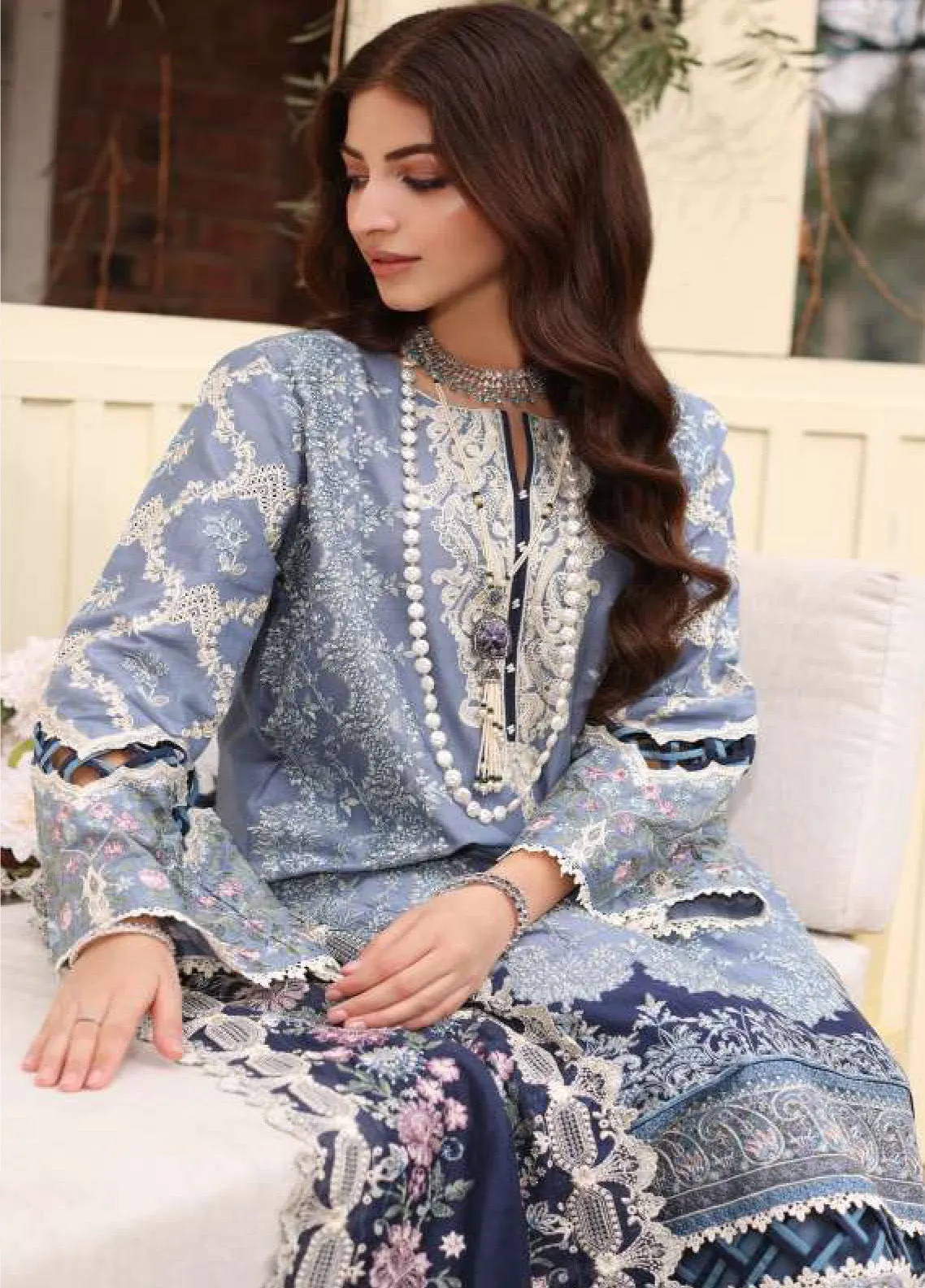 Kahf Festive Luxury Embroidered Lawn 3 Piece Unstitched Suit K24FLL-04 KINZA