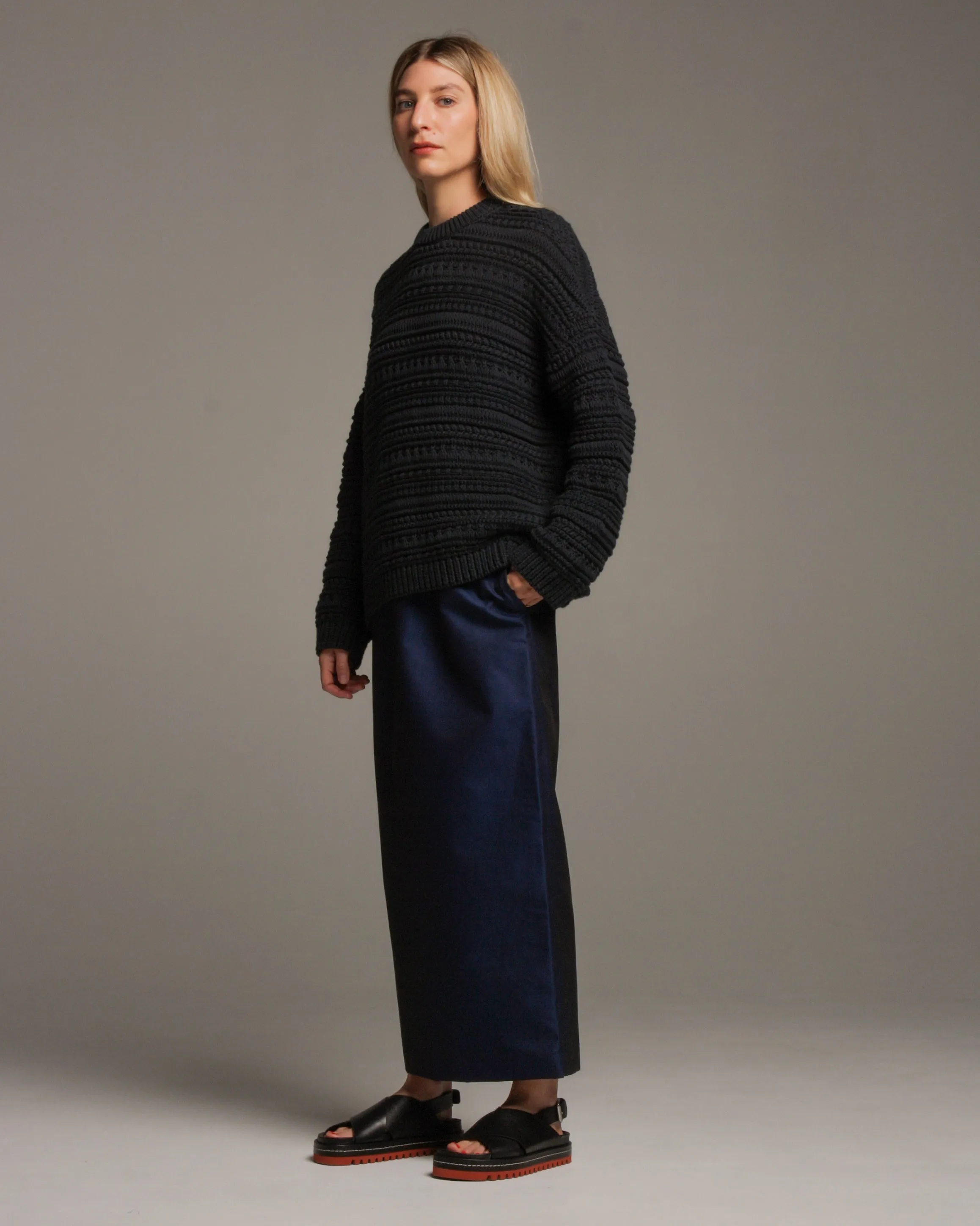 Kamron Navy Crochet Sweater