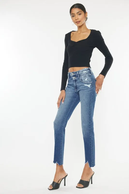 Kan Can High Rise Slim Straight Jeans