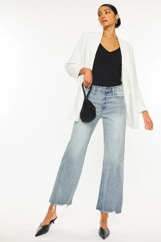 Kan Can High Rise Slim Wide Leg Jeans