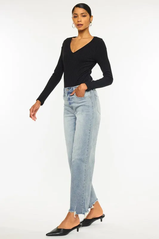 Kan Can High Rise Slim Wide Leg Jeans