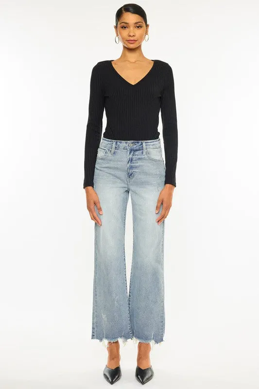 Kan Can High Rise Slim Wide Leg Jeans