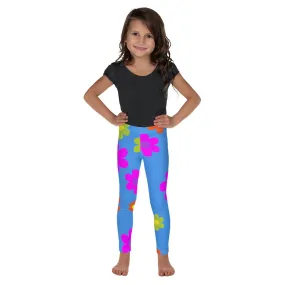 Kid's Leggings Retro Floral Blue