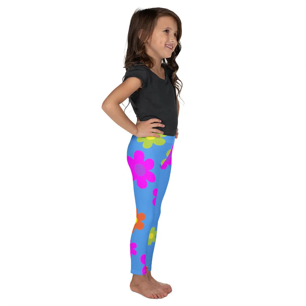 Kid's Leggings Retro Floral Blue