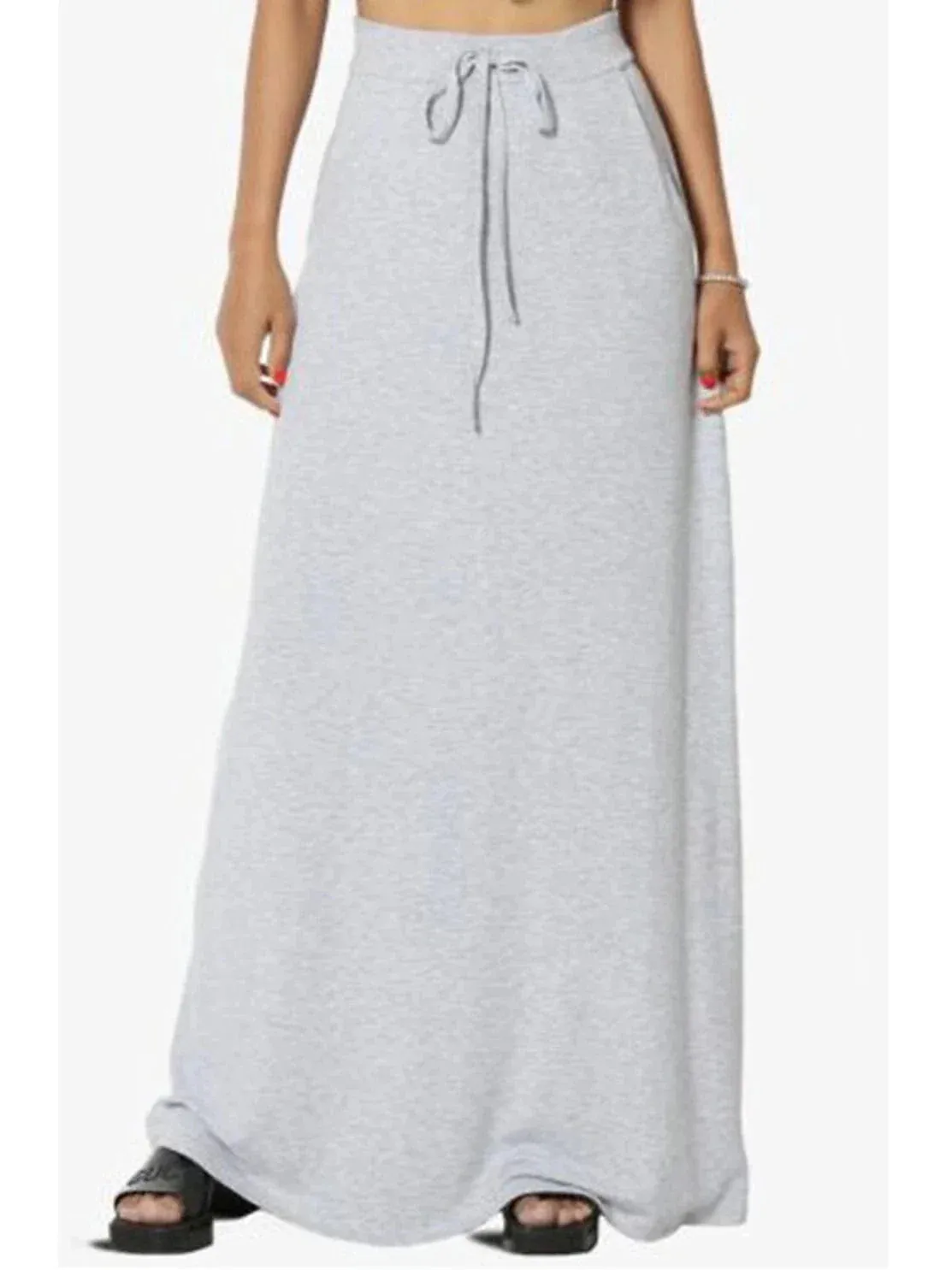 Ladies' Swing Long Skirt with Drawstring Waist and Pockets