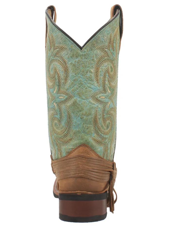 Laredo 5847 Womens Sadie Square Toe Leather Boots Tan Turquoise