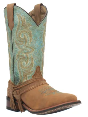 Laredo 5847 Womens Sadie Square Toe Leather Boots Tan Turquoise