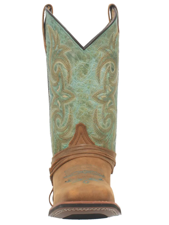 Laredo 5847 Womens Sadie Square Toe Leather Boots Tan Turquoise