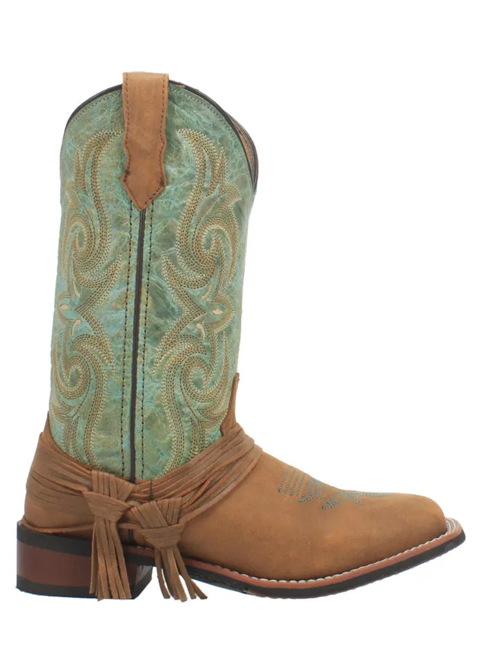 Laredo 5847 Womens Sadie Square Toe Leather Boots Tan Turquoise