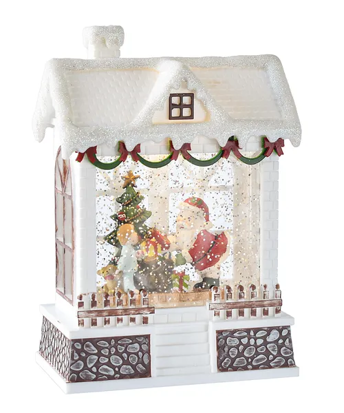 LED Light Up Shimmer House With Carolers & Santa Figurines In Assorted 2 Styles