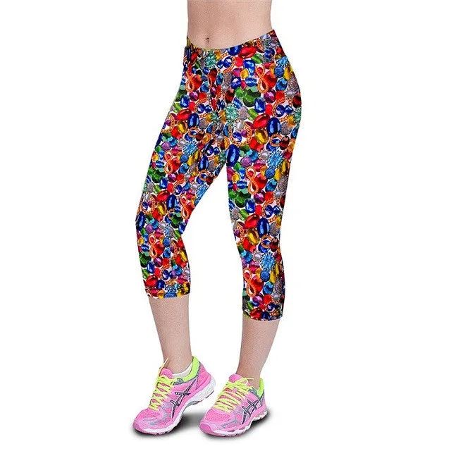 Leggings Women Fitness summer casual Pants Marque Fille Fitness Printed Stretch Top Leggings femmes pantalons #3546 SM6