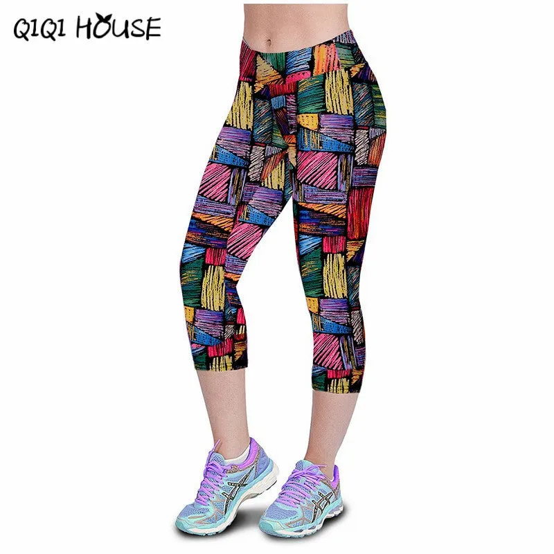 Leggings Women Fitness summer casual Pants Marque Fille Fitness Printed Stretch Top Leggings femmes pantalons #3546 SM6